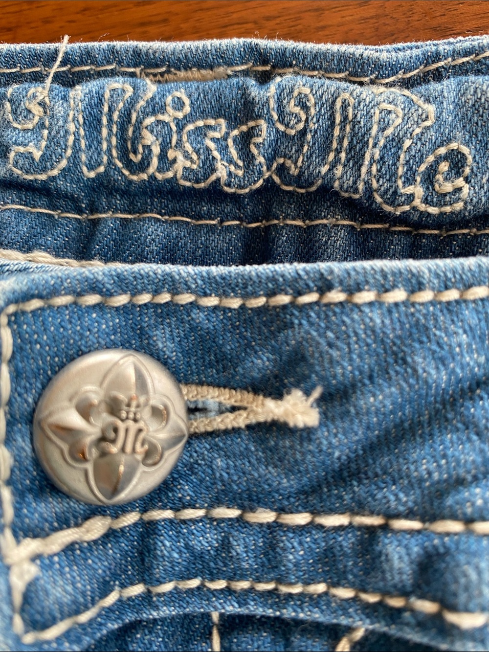 Miss Me Blue Denim Crochet-Trim Shorts - Picture 2 of 13
